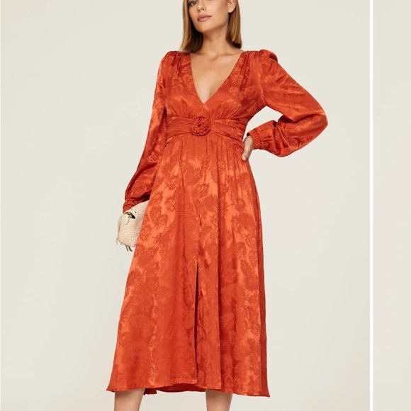 whitney port Dresses & Skirts - Orange Jacquard Midi Dress - Love, Whit by Whitney Port